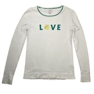 J.Crew Teddie Re-Imagined LOVE‎ Tennis XS Tenniscore Athleisure Preppy Sweater